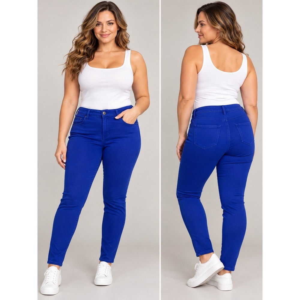 NYDJ Alina Legging Jeans Womens 10 Cobalt Royal Blue Lift Tuck Stretch Slim Fit